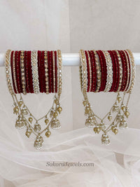 Luxury Maroon Velvet Bridal Bangle Set