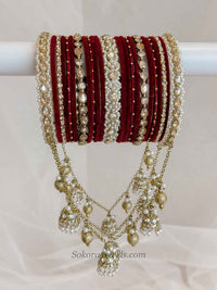Luxury Maroon Velvet Bridal Bangle Set