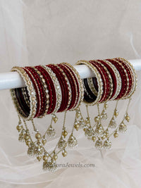 Luxury Maroon Velvet Bridal Bangle Set