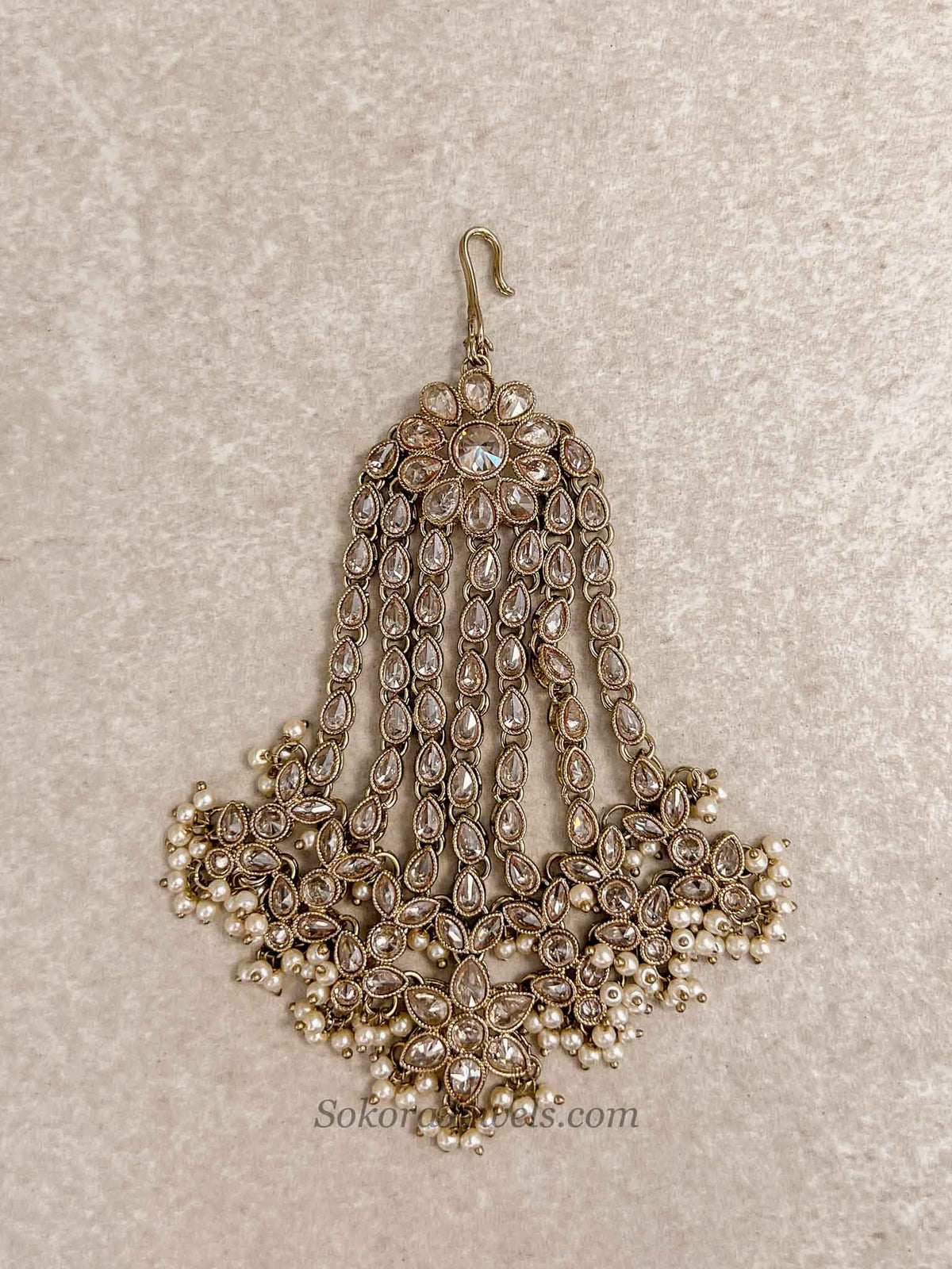 Aria Bridal Jhumar - Golden with Pearl