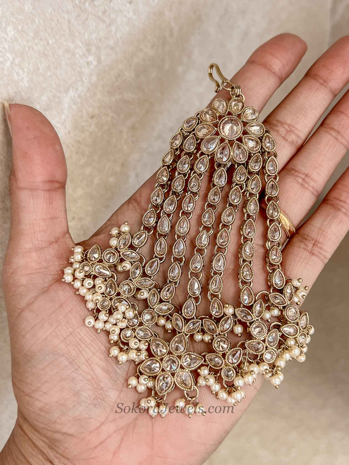 Aria Bridal Jhumar - Golden with Pearl