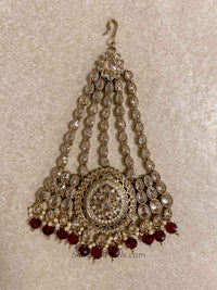 Antique Gold Maroon Jhumar