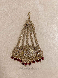 Antique Gold Maroon Jhumar