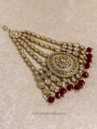 Antique Gold Maroon Jhumar