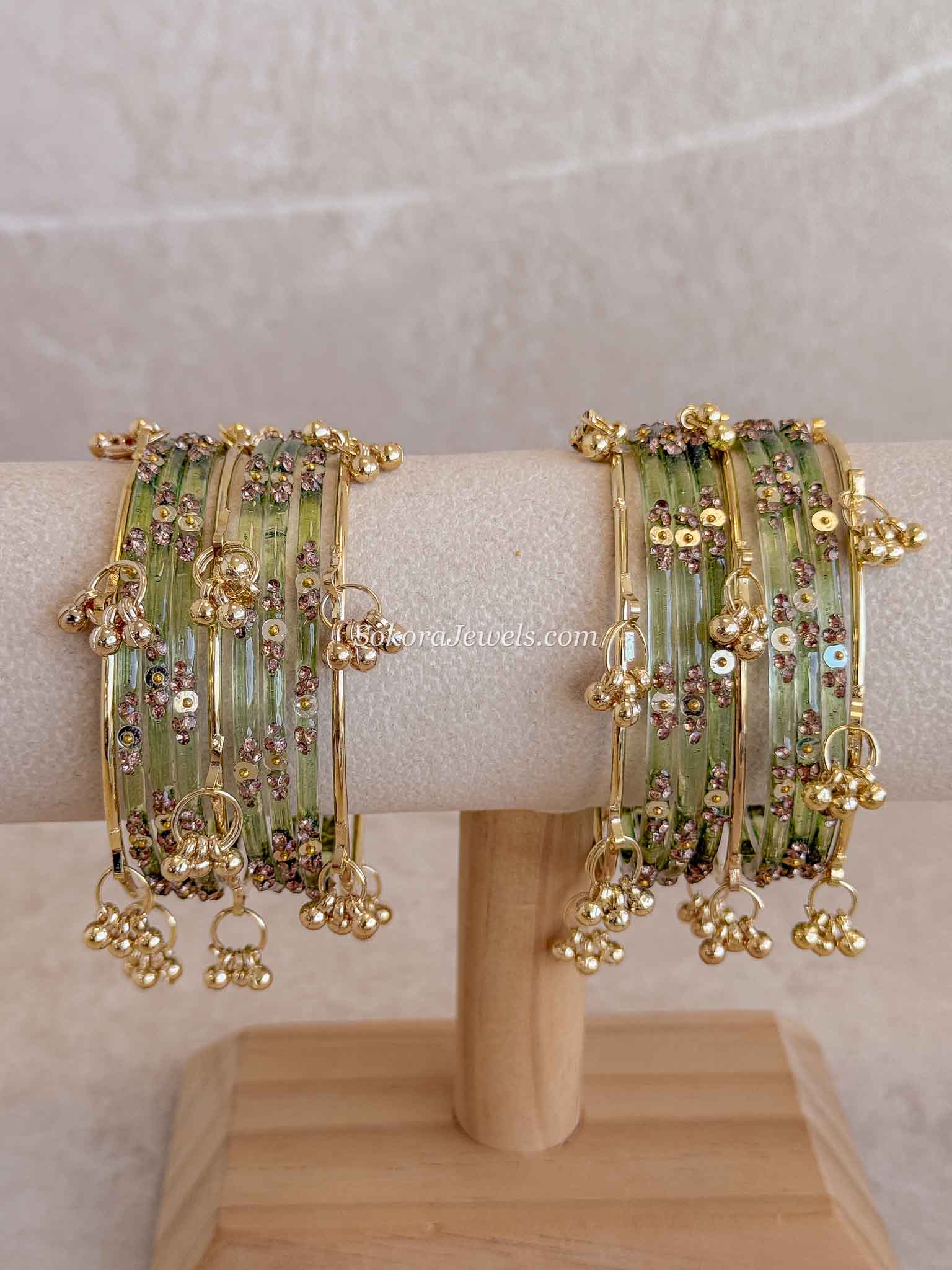 Viral Kashmiri Glass Bangle Set with Ghungroo