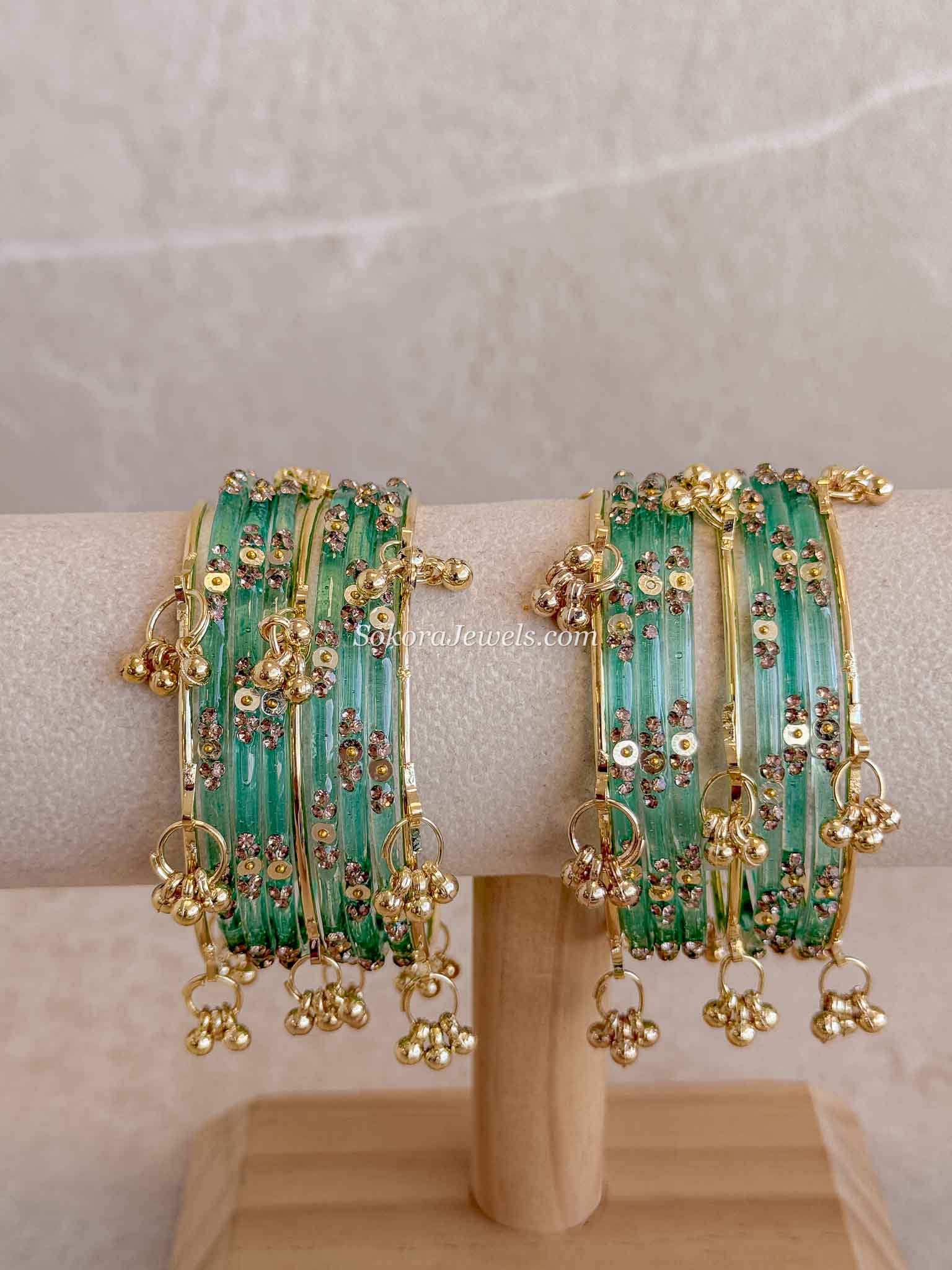 Viral Kashmiri Glass Bangle Set with Ghungroo
