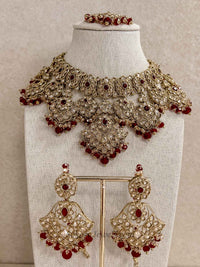 Bridal Necklace Set - Maroon