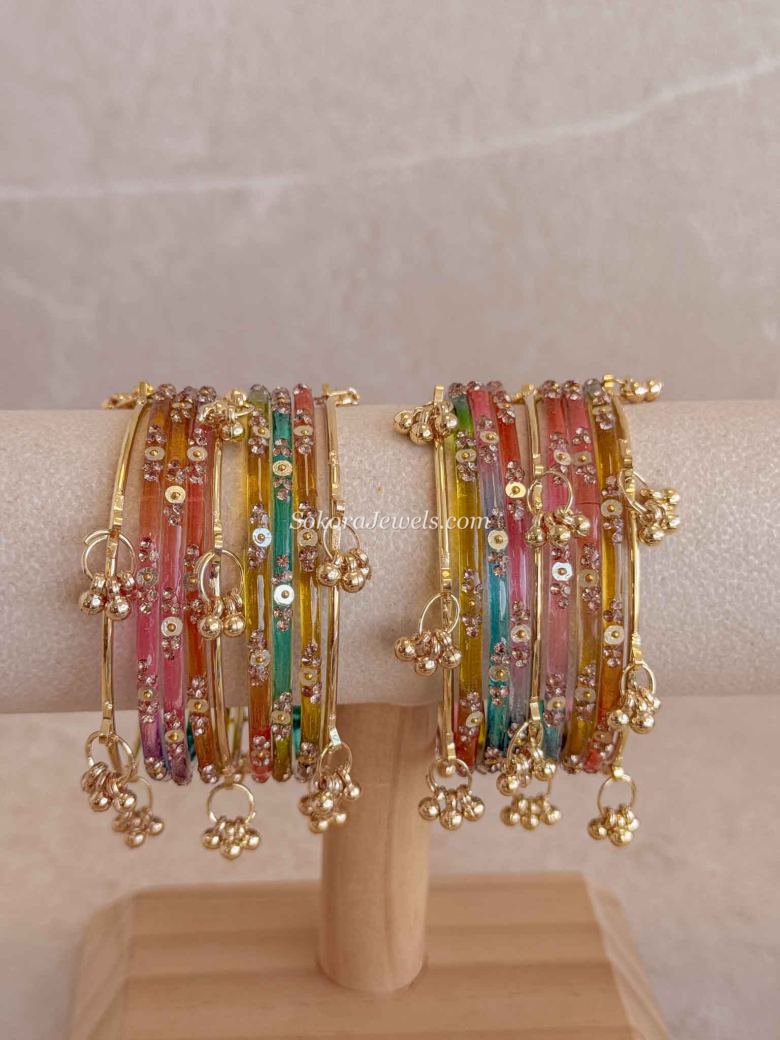 Viral Kashmiri Glass Bangle Set with Ghungroo