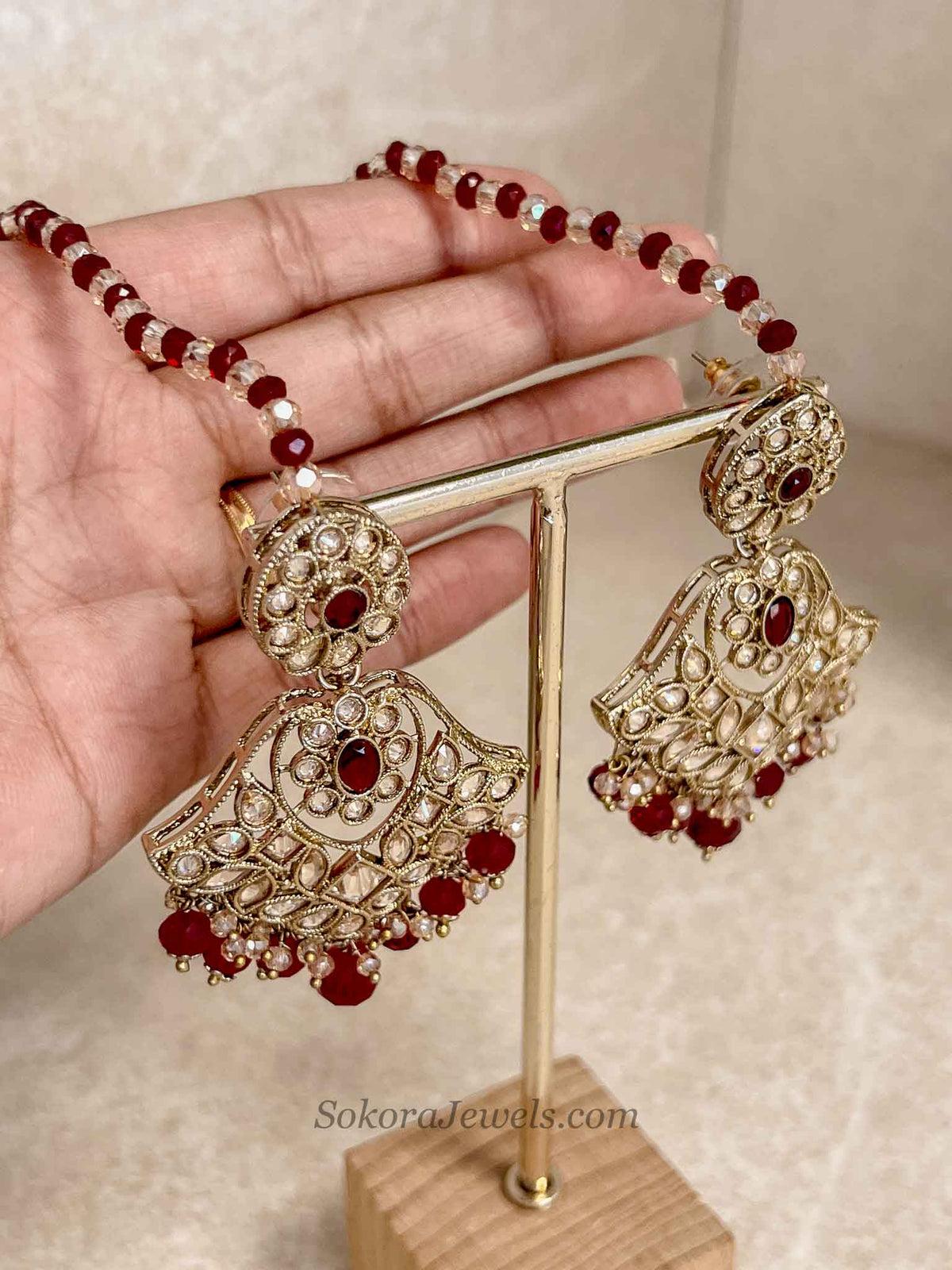 Bridal Necklace Set - Maroon