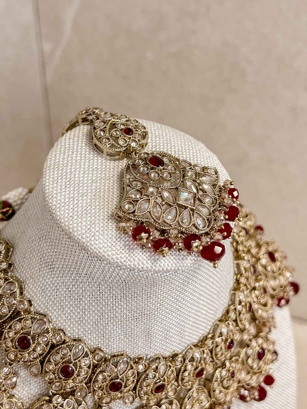 Bridal Necklace Set - Maroon