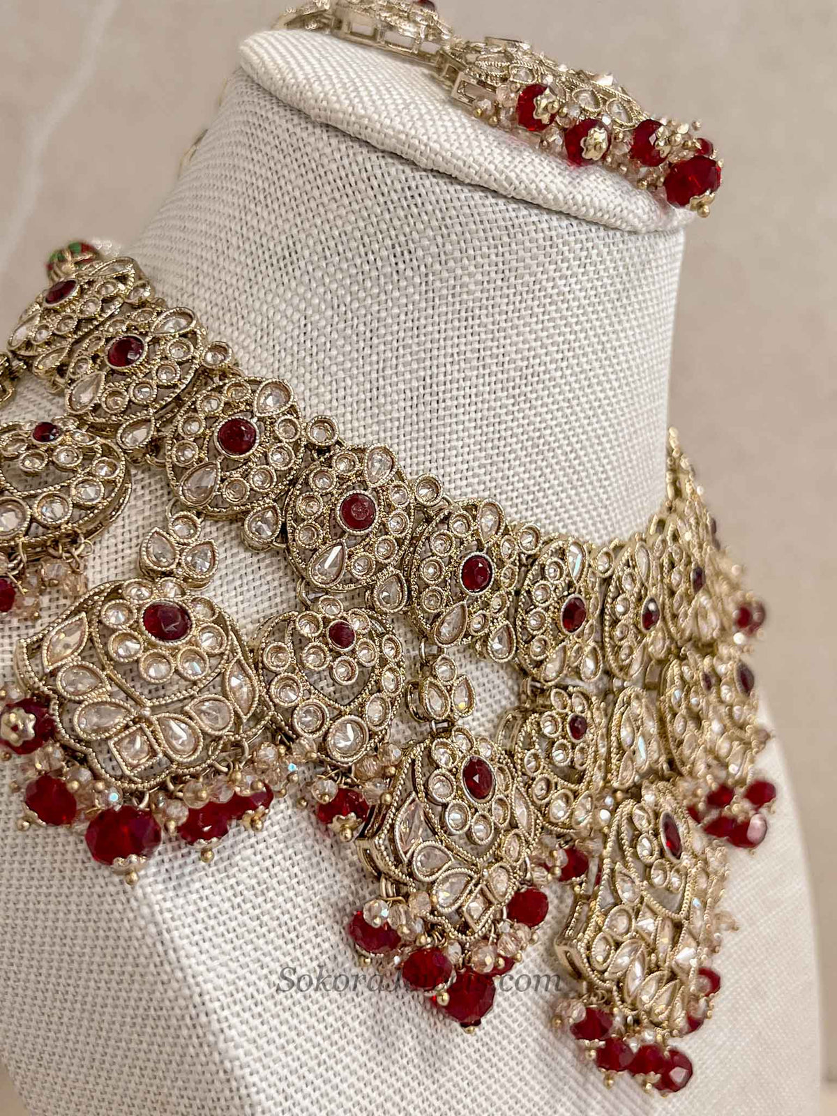 Bridal Necklace Set - Maroon