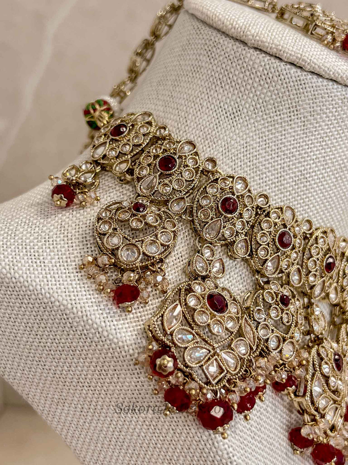 Bridal Necklace Set - Maroon
