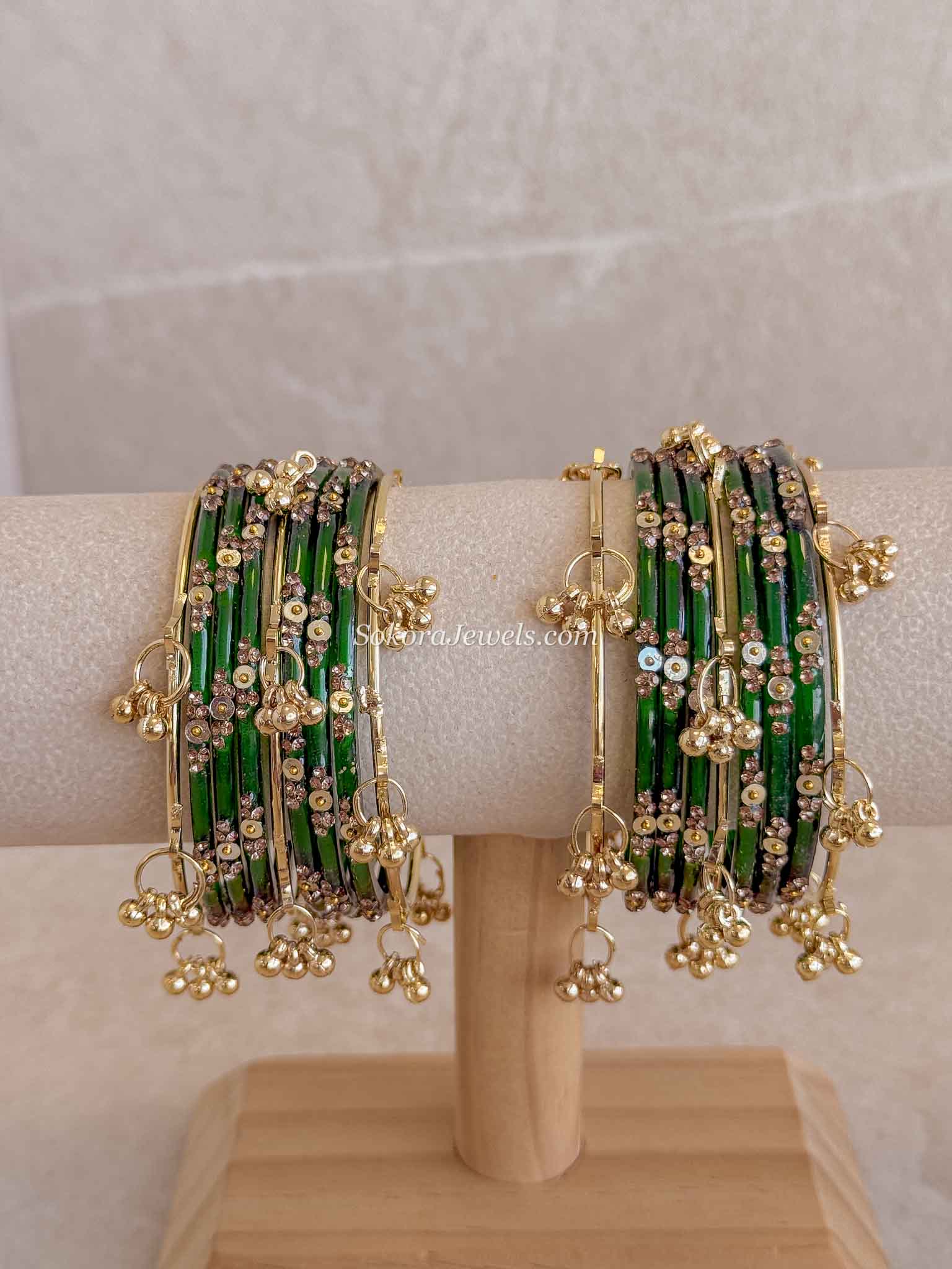 Viral Kashmiri Glass Bangle Set with Ghungroo