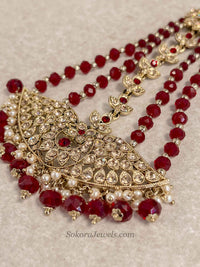 Antique Gold & Maroon Jhumar