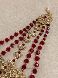 Antique Gold & Maroon Jhumar