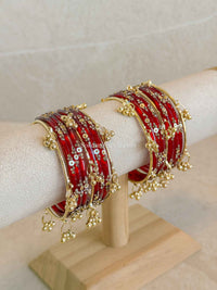 Viral Kashmiri Glass Bangle Set with Ghungroo