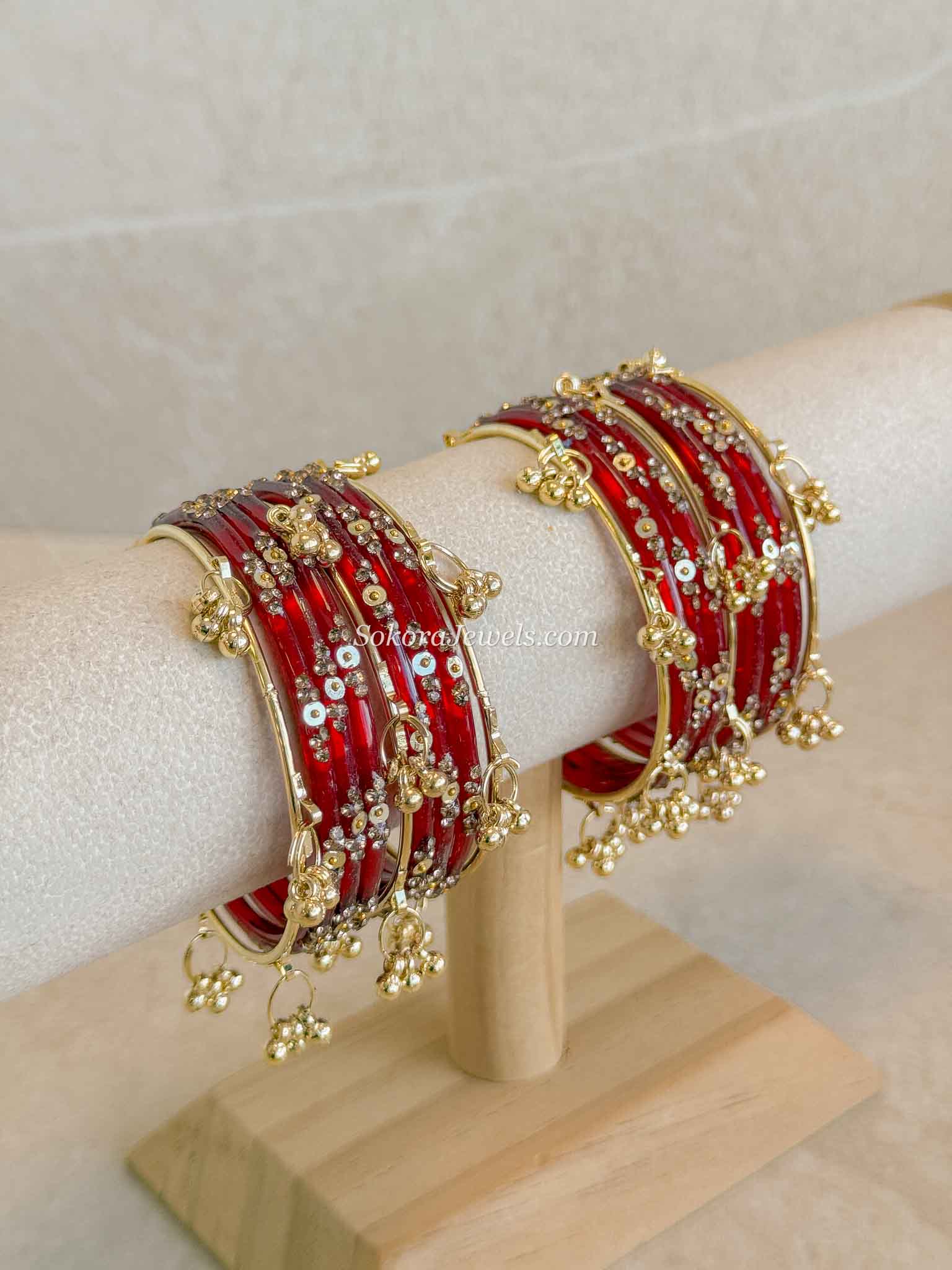 Viral Kashmiri Glass Bangle Set with Ghungroo