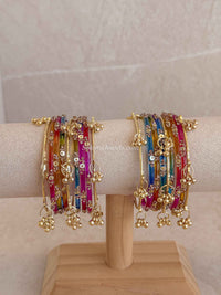 Viral Kashmiri Glass Bangle Set with Ghungroo