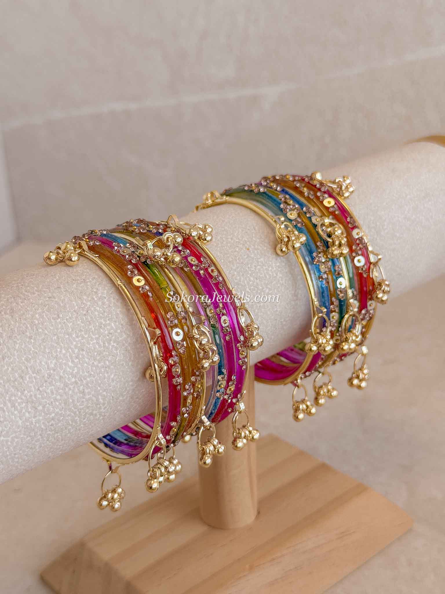 Viral Kashmiri Glass Bangle Set with Ghungroo