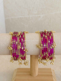 Viral Kashmiri Glass Bangle Set with Ghungroo