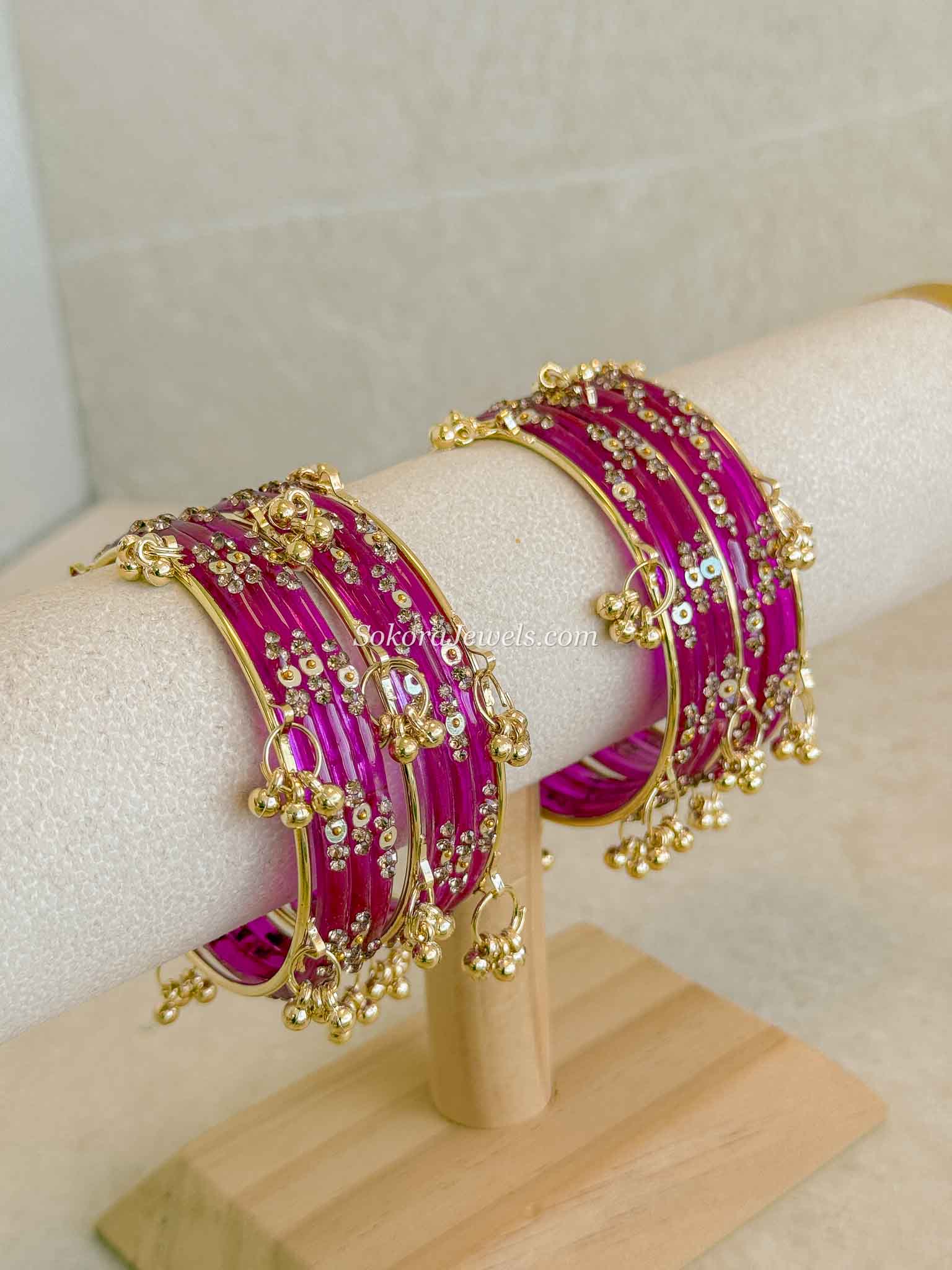 Viral Kashmiri Glass Bangle Set with Ghungroo