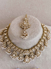 Clear Gem & Pearl Necklace set