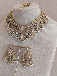 Clear Gem & Pearl Necklace set