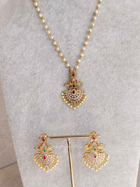 Peacock Pendant Pearl Mala Necklace Set