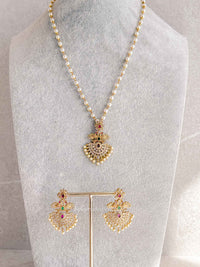 Peacock Pendant Pearl Mala Necklace Set