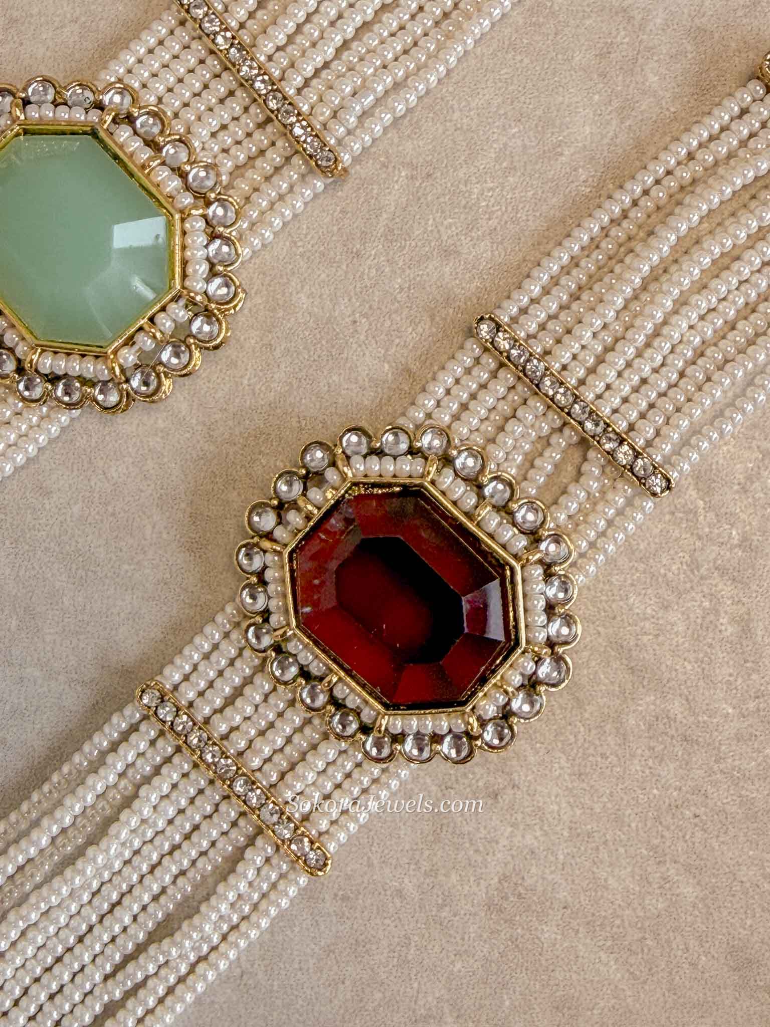 Pearl and Kundan Gem Bracelet