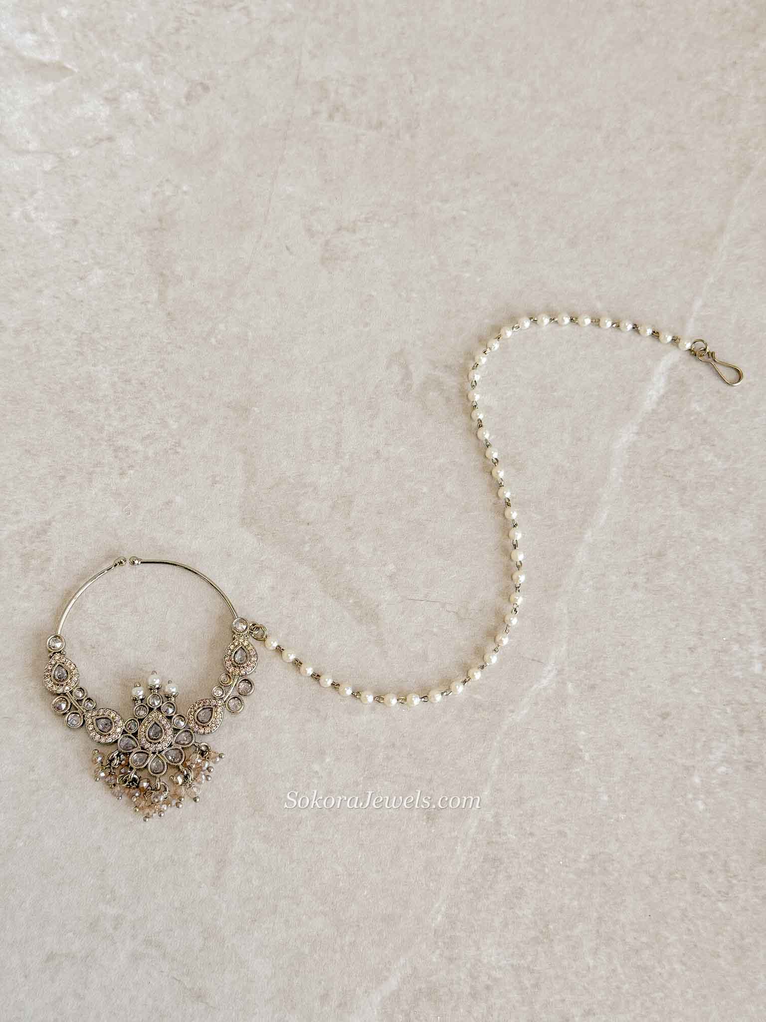Bridal Golden Zircon Nath (Non-Pierced)