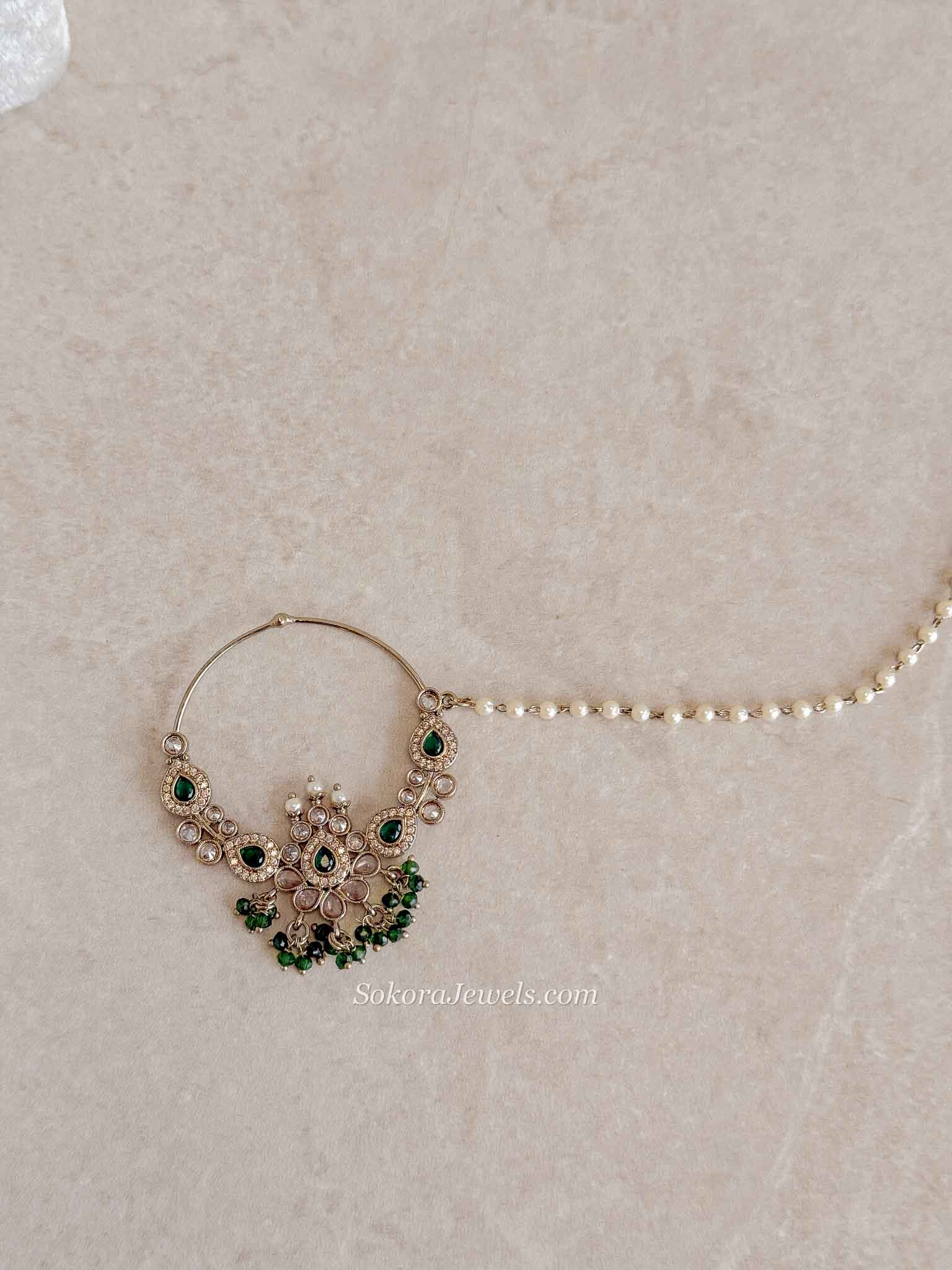 Bridal Golden Zircon Nath (Non-Pierced)