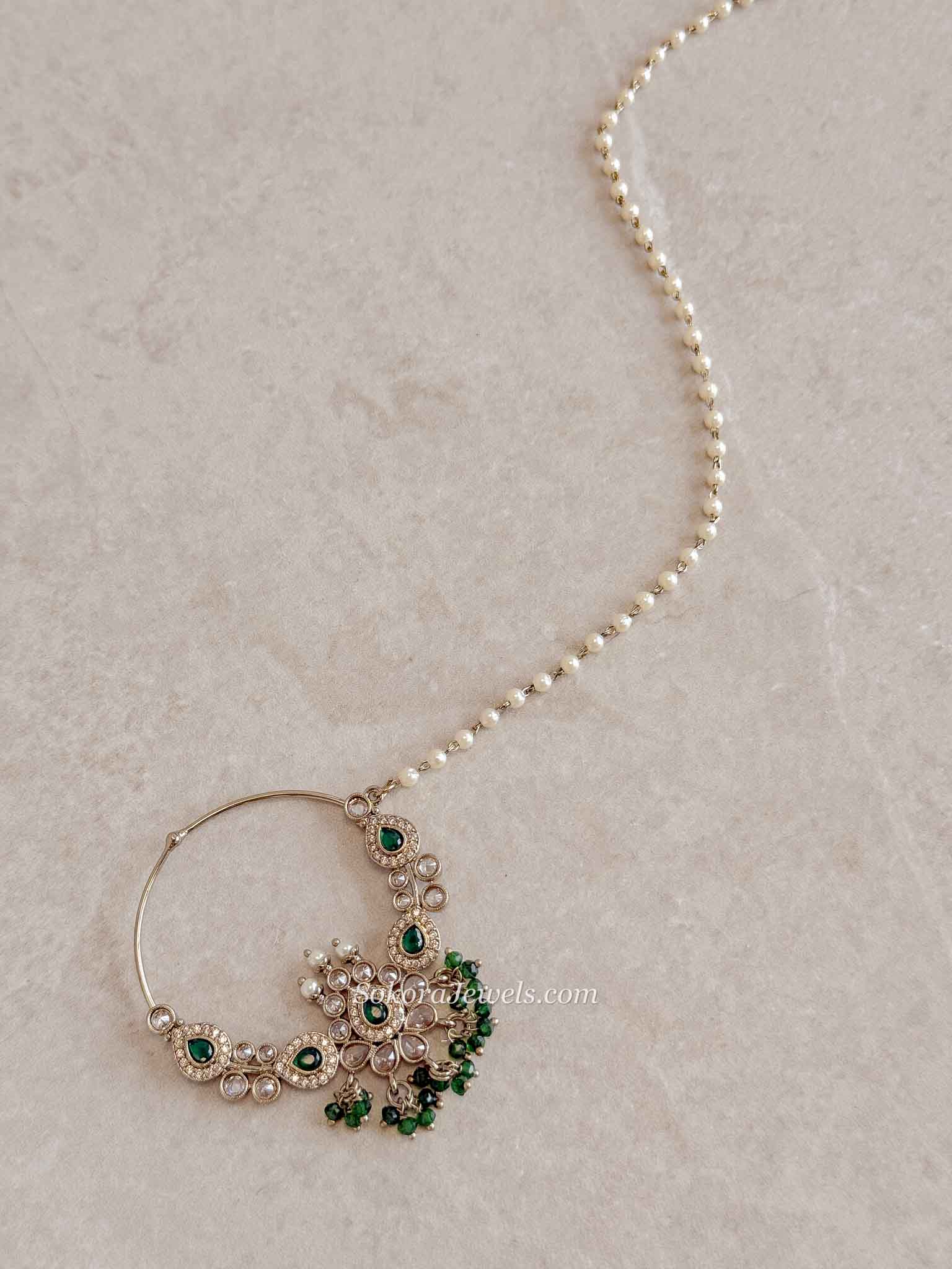 Bridal Golden Zircon Nath (Non-Pierced)