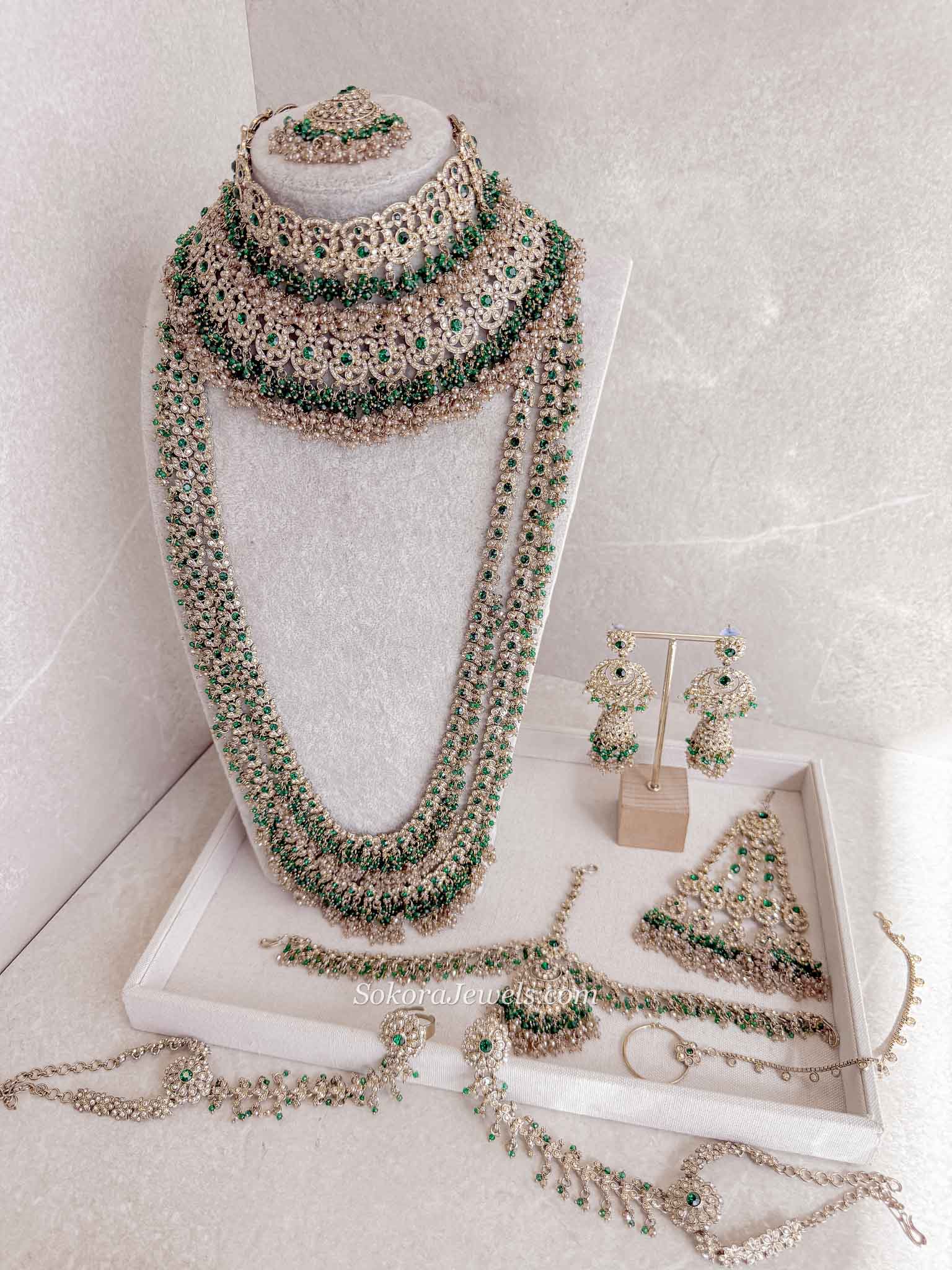 Antique Gold Full Bridal set - Green