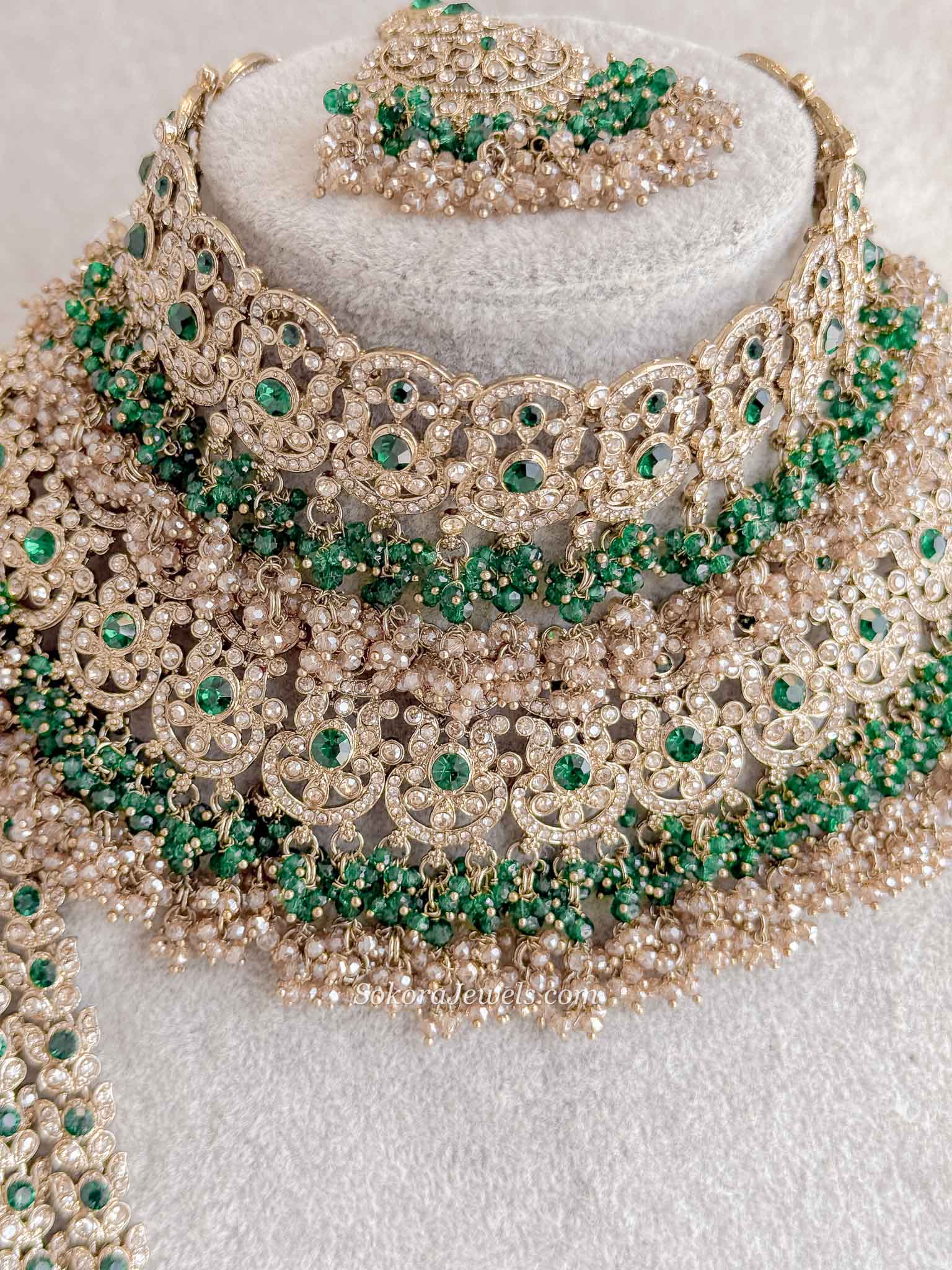 Antique Gold Full Bridal set - Green