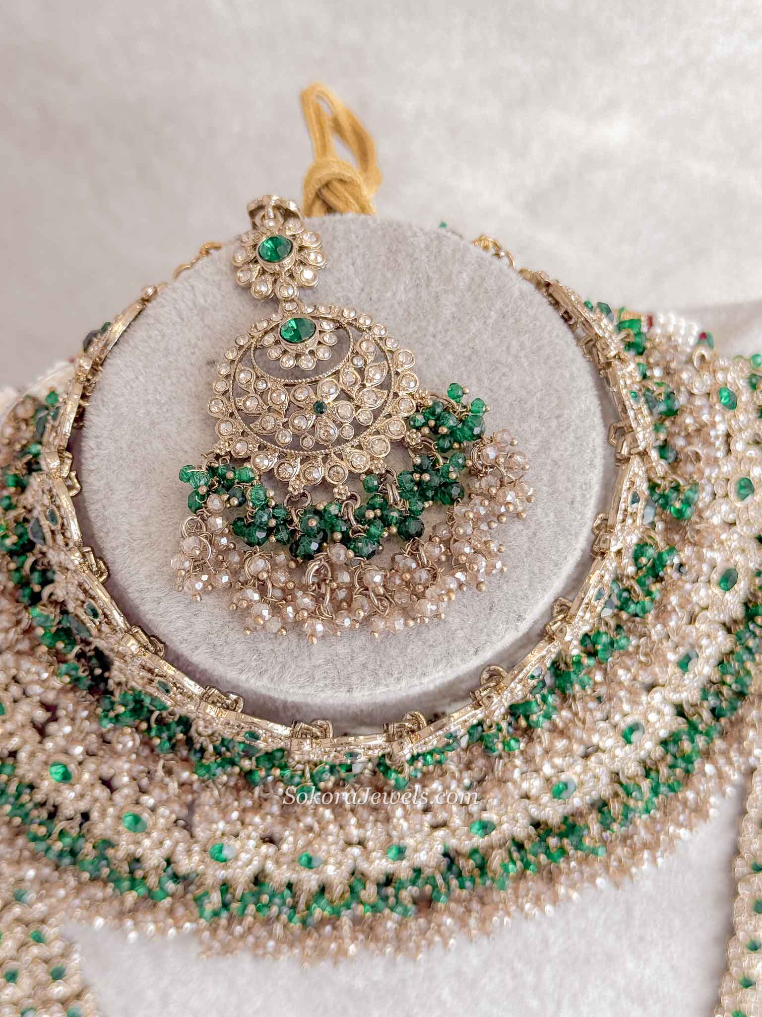 Antique Gold Full Bridal set - Green