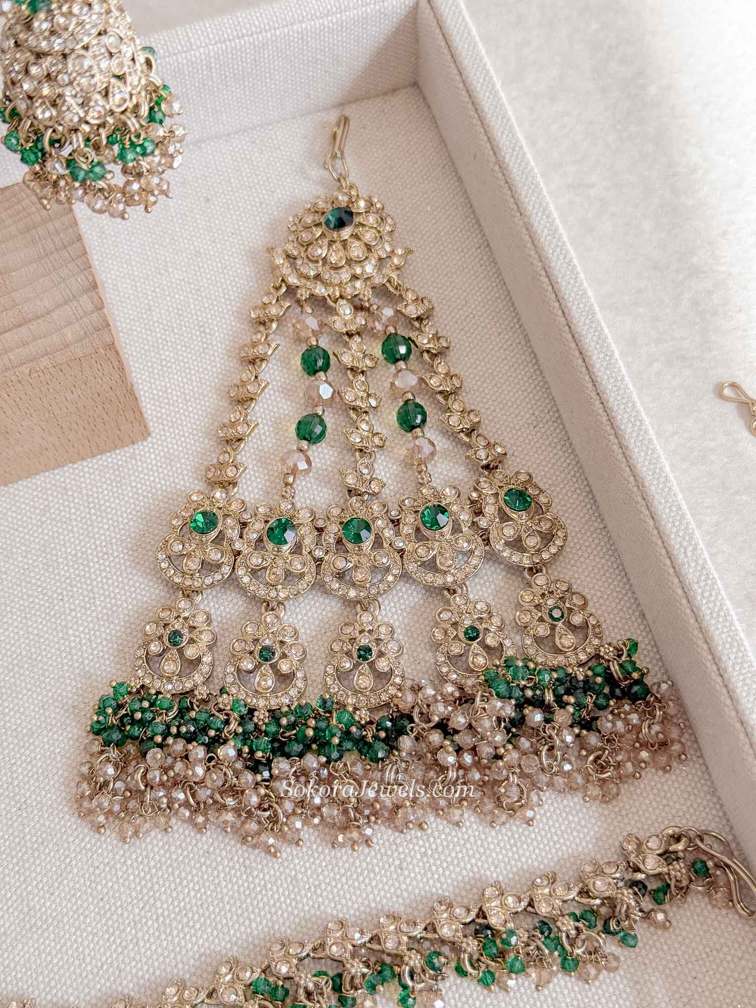 Antique Gold Full Bridal set - Green