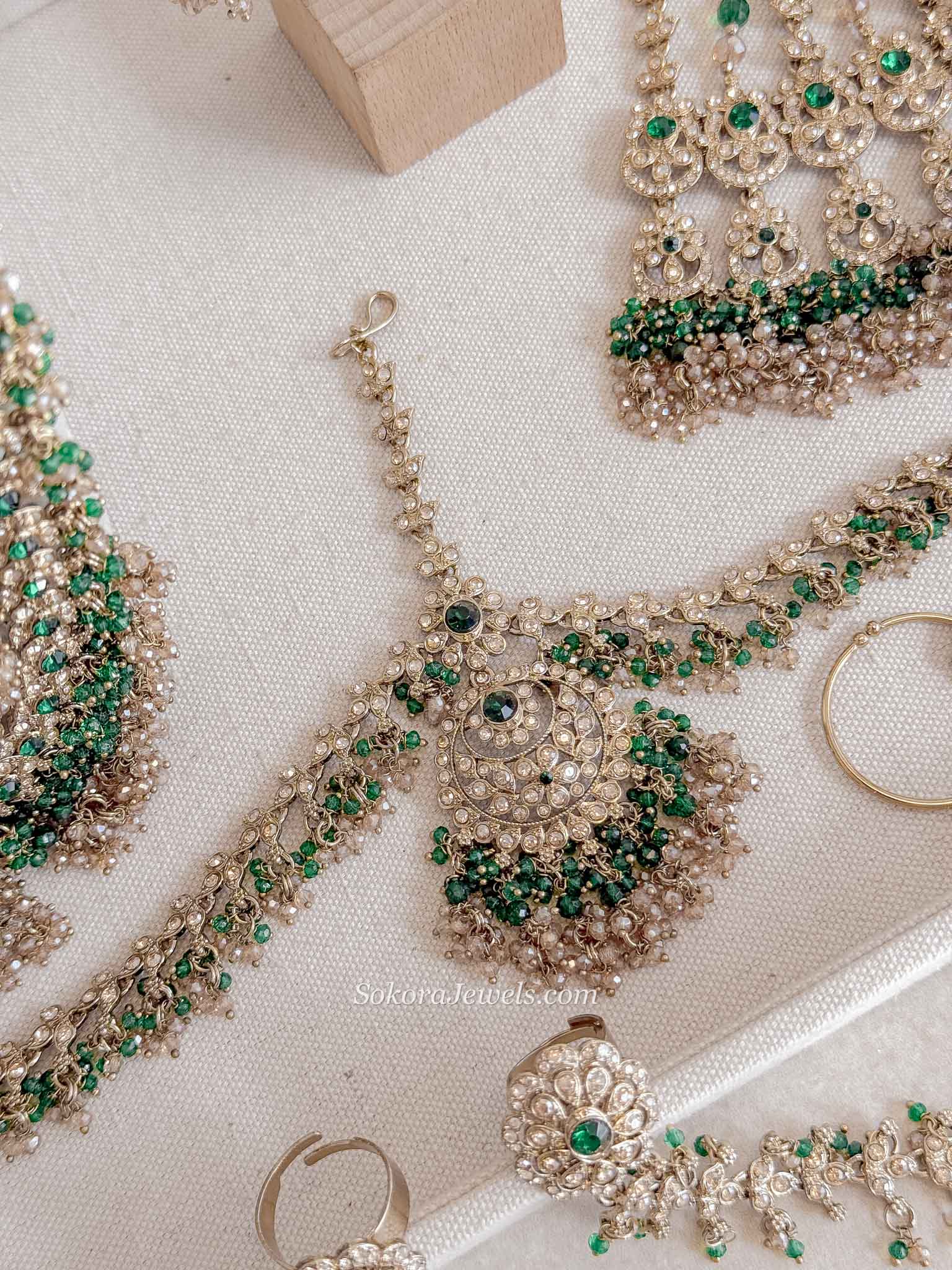 Antique Gold Full Bridal set - Green