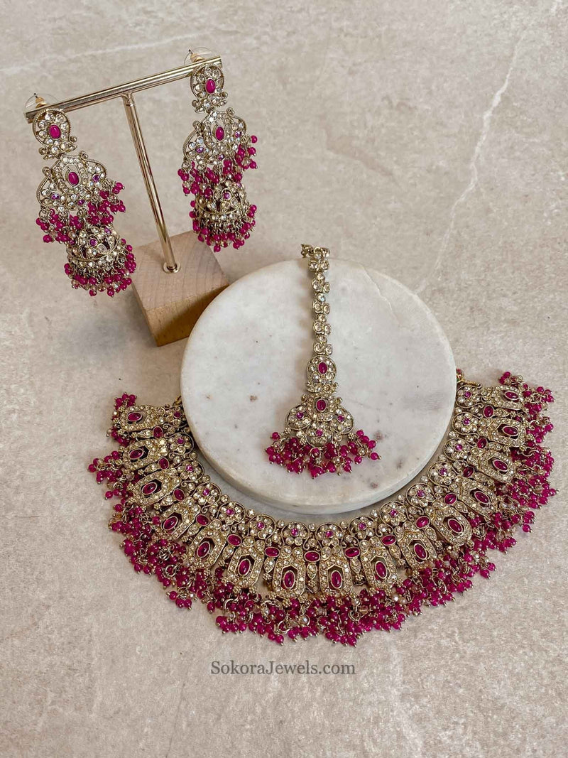 Sofia Golden Necklace Set - 18 Colour Options