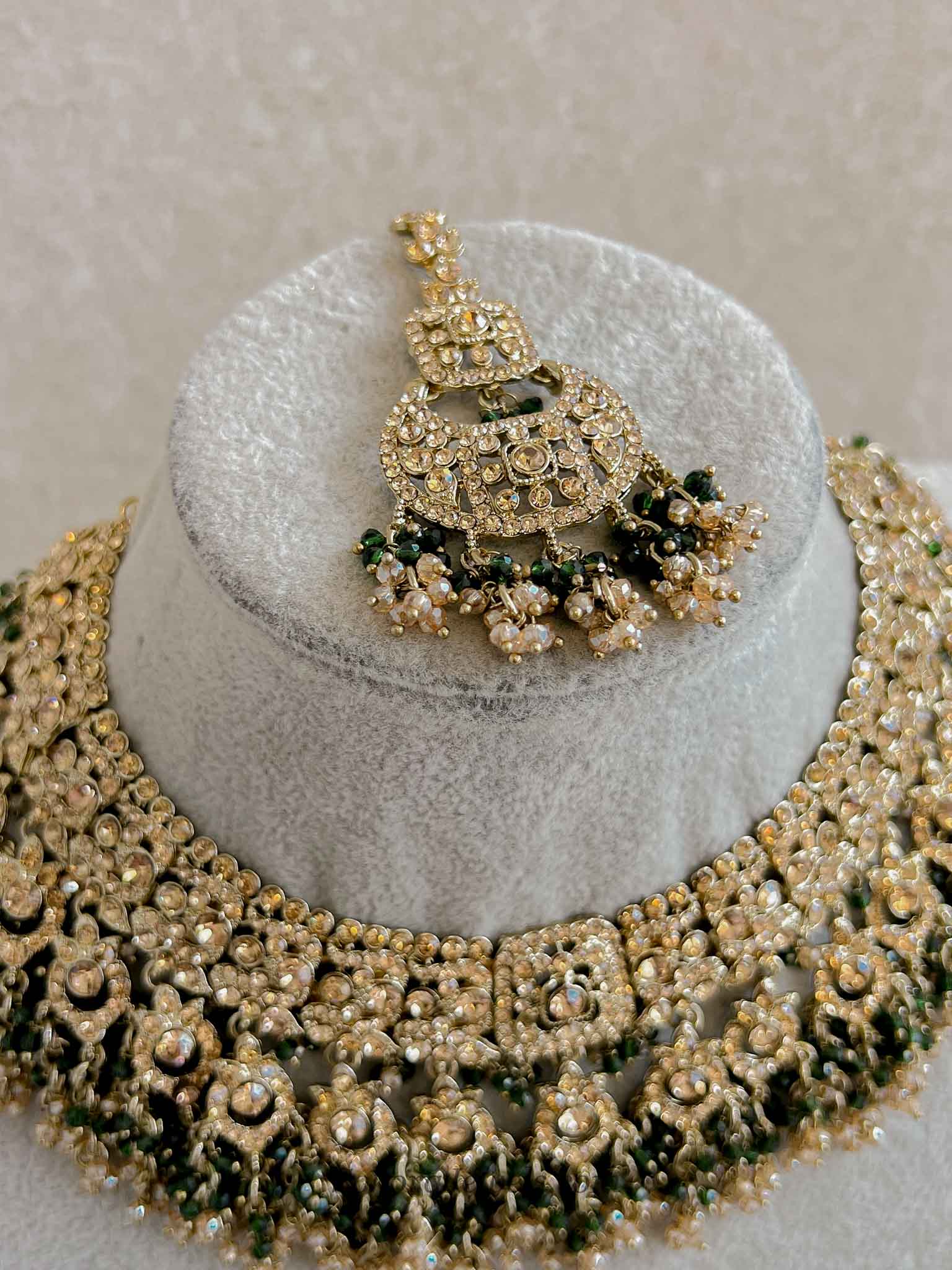 Qudsia Necklace & Earring Set - Green