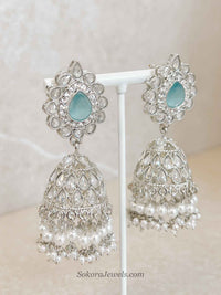 Mehnaaz Silver & Blue Necklace Set