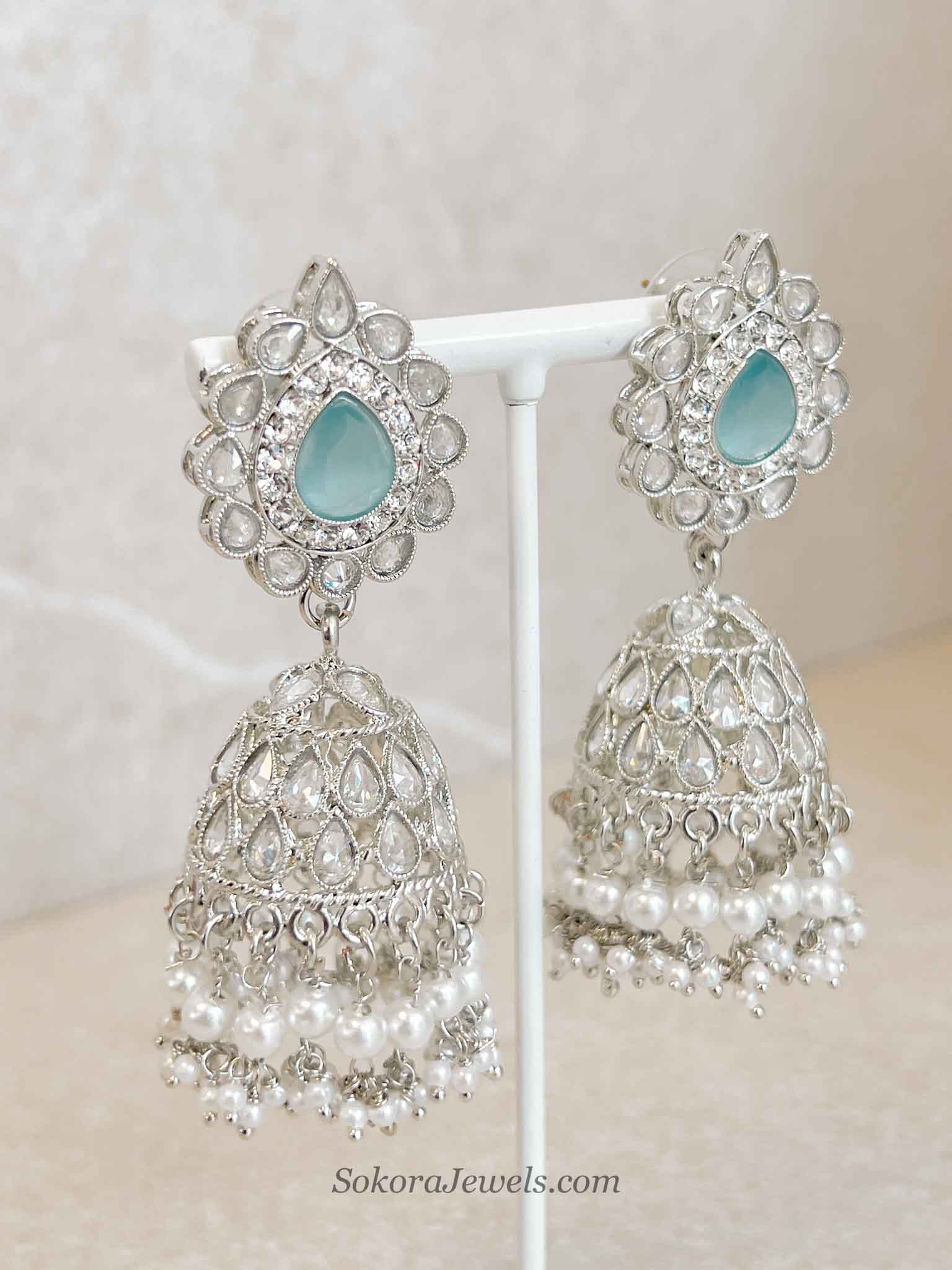 Mehnaaz Silver & Blue Necklace Set