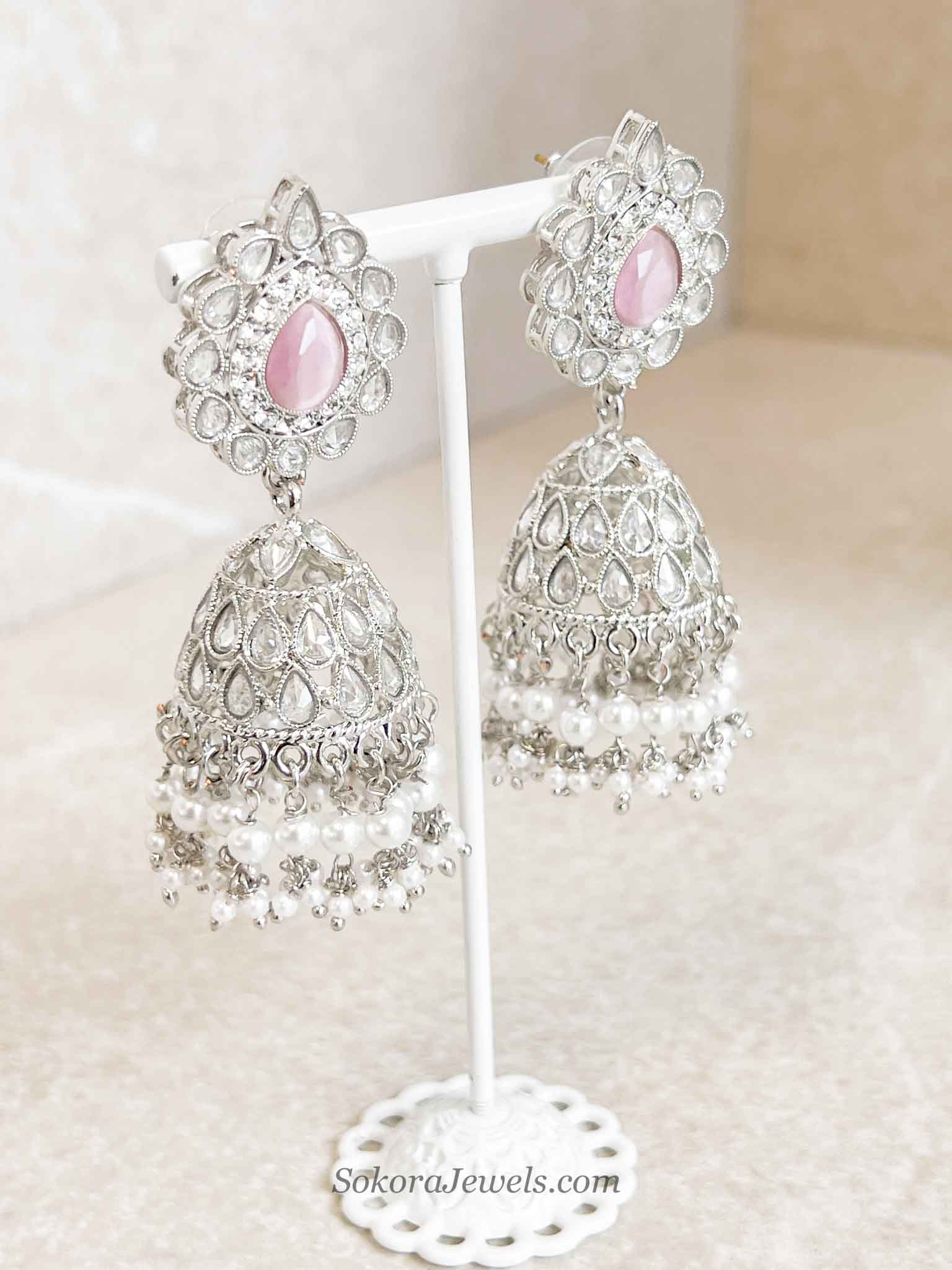 Mehnaaz Silver & Pink Necklace Set