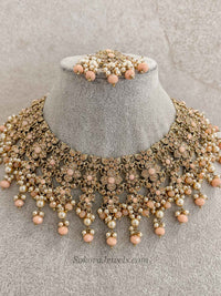Yusra Necklace set - Peach and Gold