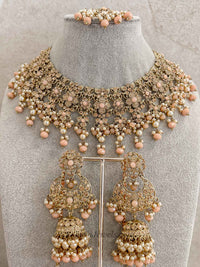Yusra Necklace set - Peach and Gold