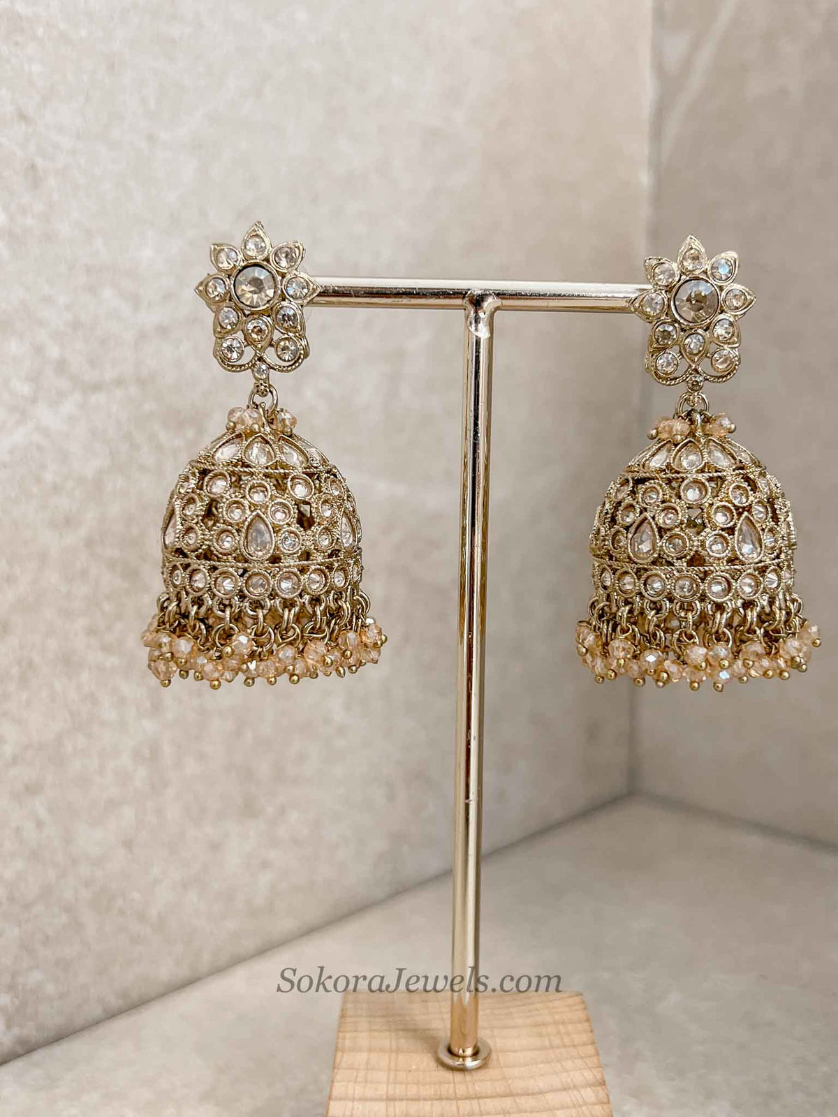 Golden Champagne Jhumka Earrings