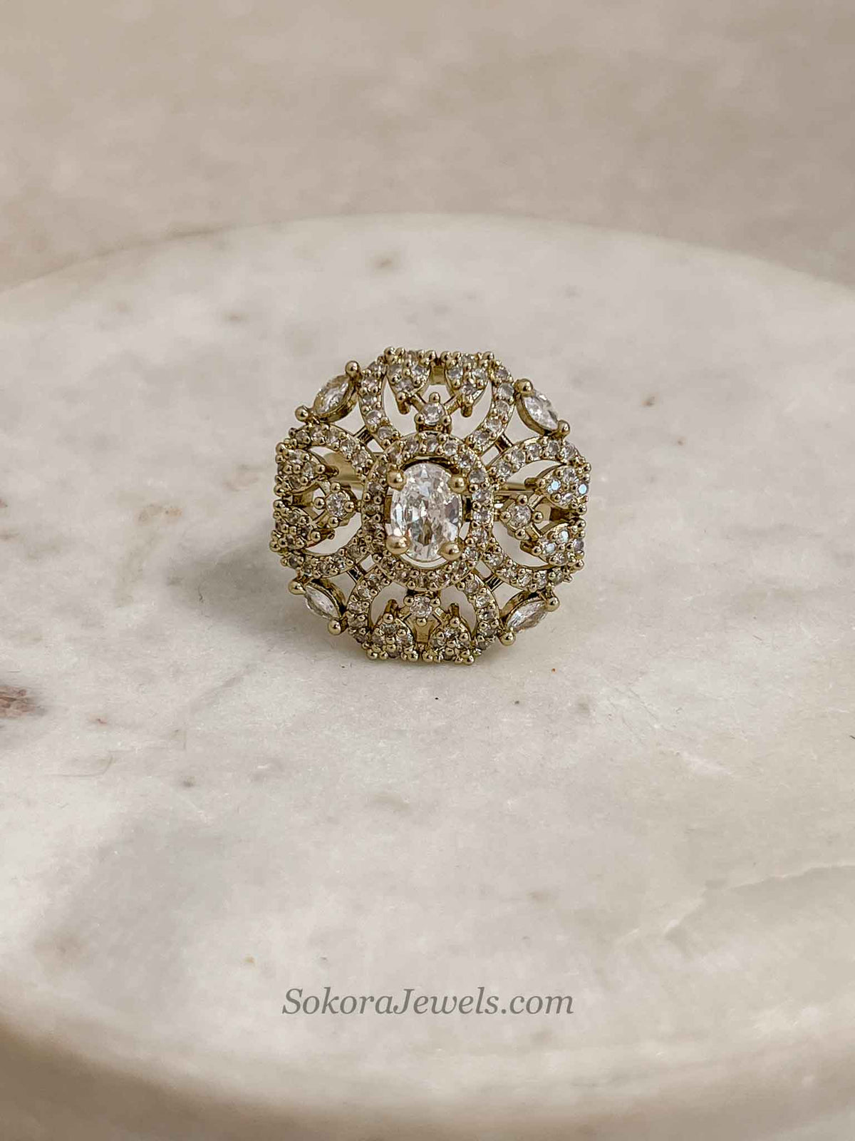 Antique Gold & Diamante Ring