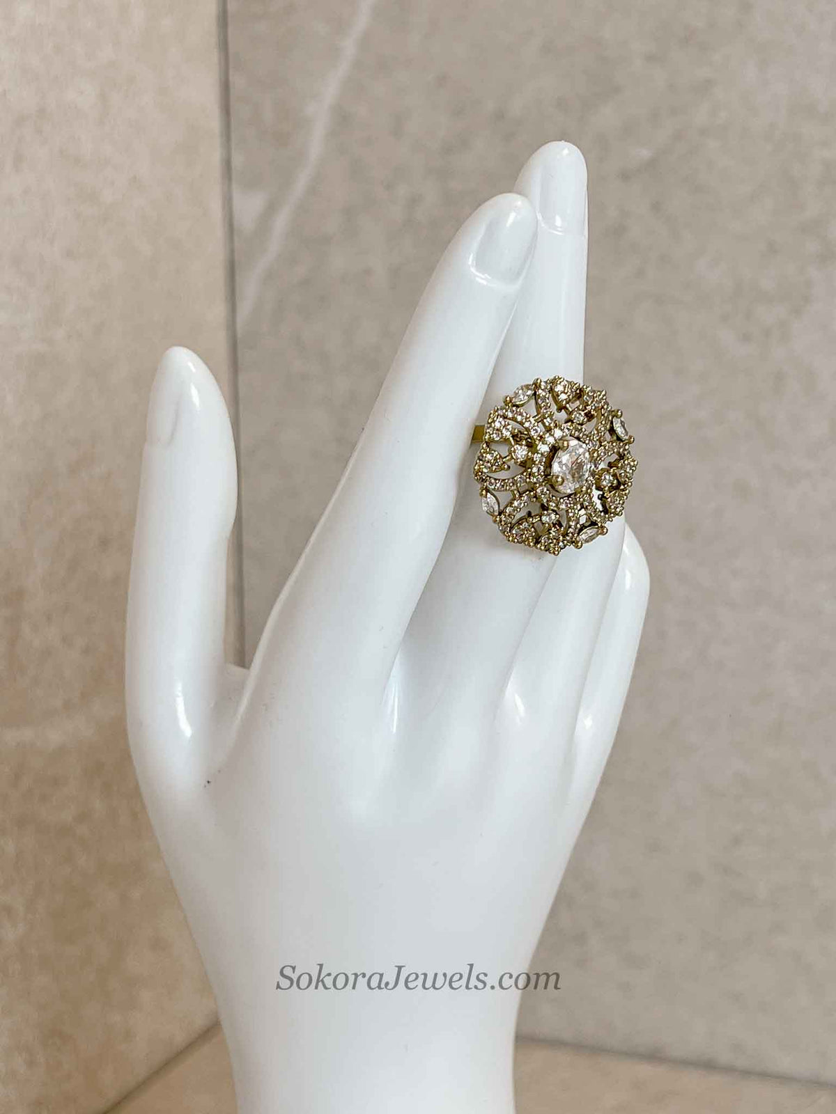 Antique Gold & Diamante Ring
