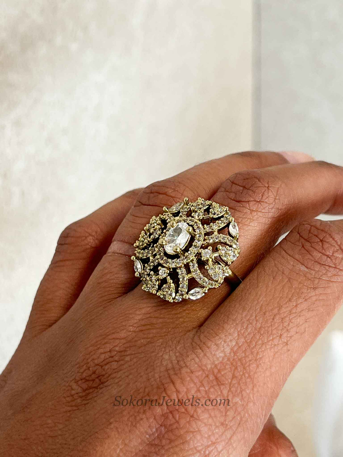 Antique Gold & Diamante Ring