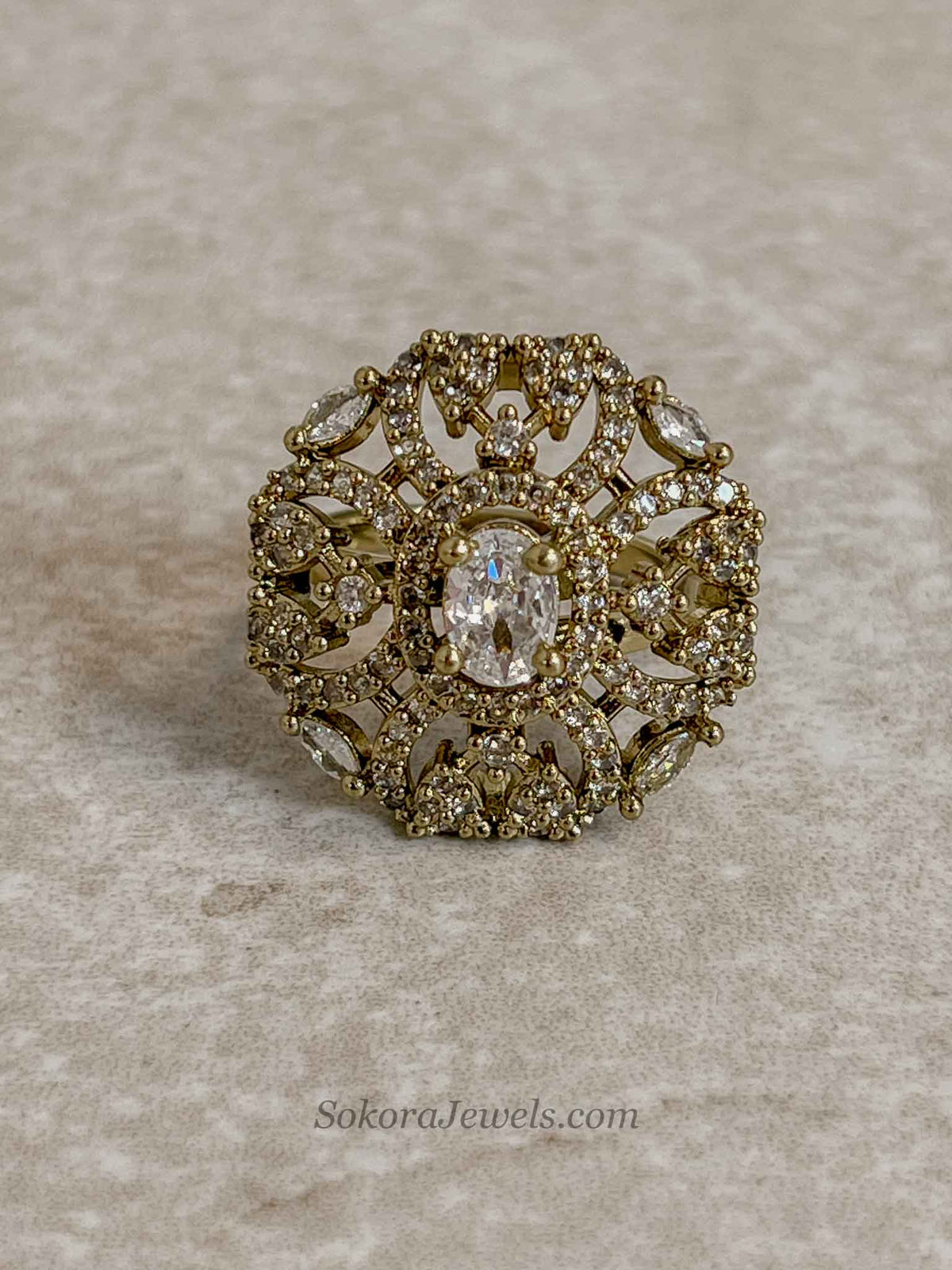 Antique Gold & Diamante Ring